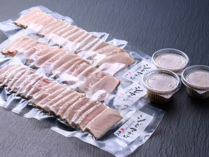 カニ屋が作る 魚ローストフィッシュ　シビマグロ　スライス加工済み　1袋 約200g×3袋入り（ドレッシングソース3パック付属） | 京都丹後  カニ（松葉ガニ・セイコガニ・ズワイガニ）と海鮮の匠 魚政